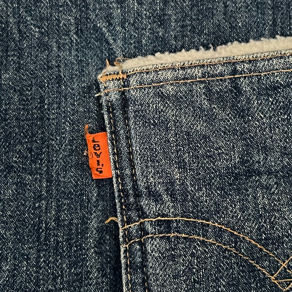 Levi's Blue Denim Jean Sherpa Vest Size M Vintage Made USA orange label unisex - Picture 5 of 11